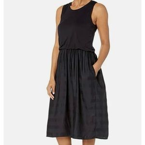prAna Perry Sleeveless Blouson Black Midi Dress Women’s Size Medium NEW